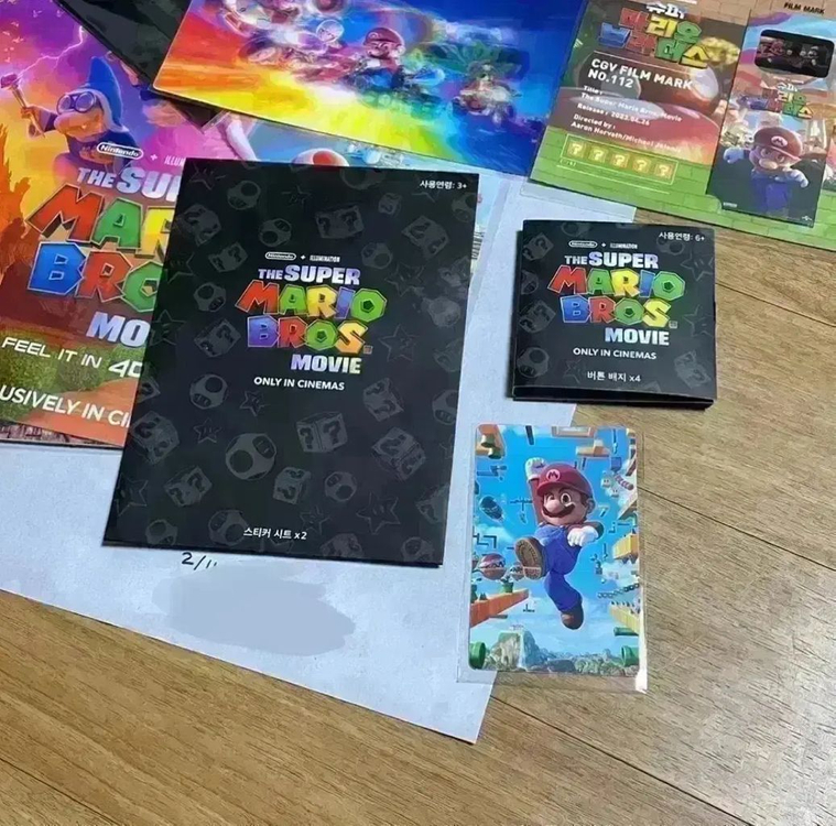 슈퍼마리오 4DX포스터 아트카드 필름마크 버섯왕국 스티커뱃지 오리지널티켓 이미지