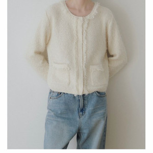 공드인 블룸 트위드 니트 가디건 크림 새상품 이미지