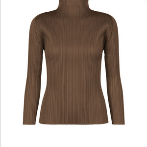 (새상품) 플리츠 플리즈 뉴컬러풀 반목긴팔(브라운) 이미지