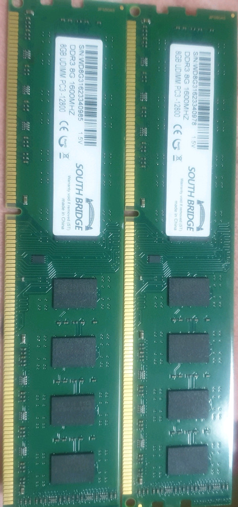 DDR3 8gb -12800 메모리 2개 세트 이미지
