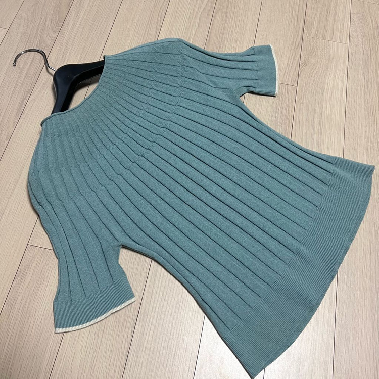 레디투웨어 R2W nouvo 누보 니트 탑 레투 골지 리브 립 반팔 블루 여름 올드셀린 이미지