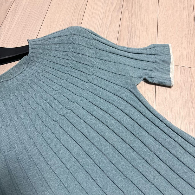 레디투웨어 R2W nouvo 누보 니트 탑 레투 골지 리브 립 반팔 블루 여름 올드셀린 이미지