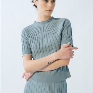 레디투웨어 R2W nouvo 누보 니트 탑 레투 골지 리브 립 반팔 블루 여름 올드셀린 이미지