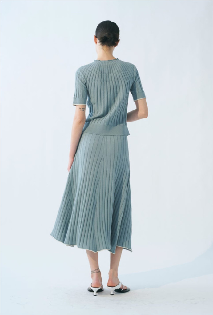 레디투웨어 R2W nouvo 누보 니트 탑 레투 골지 리브 립 반팔 블루 여름 올드셀린 이미지