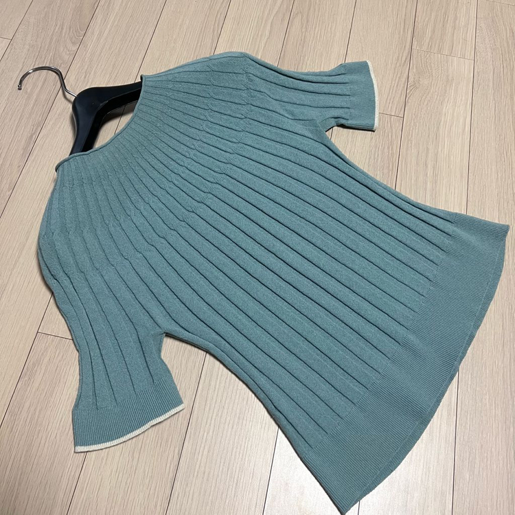 레디투웨어 R2W nouvo 누보 니트 탑 레투 골지 리브 립 반팔 블루 여름 올드셀린 이미지