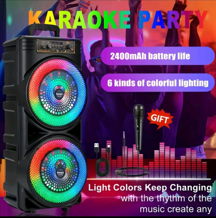 다기능 대형 블루투스 스피커 노래방 스피커 라디오 스피커 새제품 이미지