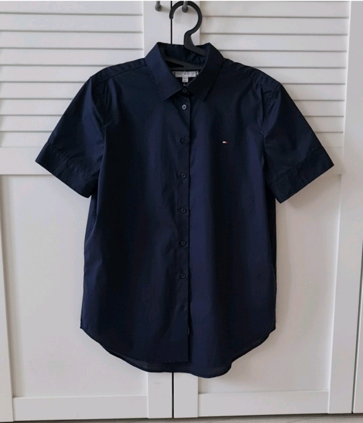 (새상품)타미힐피거 relaxed fit 진네이비 반팔셔츠. 36사이즈 이미지