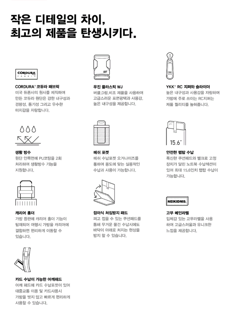 (새상품)네이키드니스 슈페리어 백팩. 라이트네이비 이미지