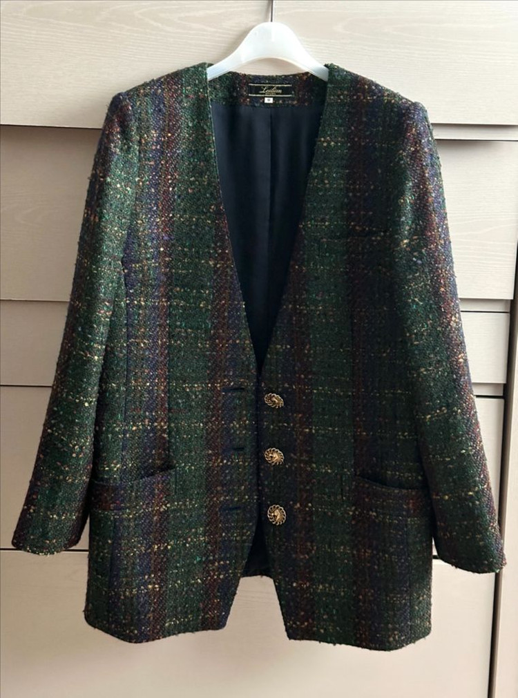 일본 빈티지 자켓 트위드자켓 노카라자켓 빈티지샵 그린자켓 미디자켓 빈티지옷 이미지