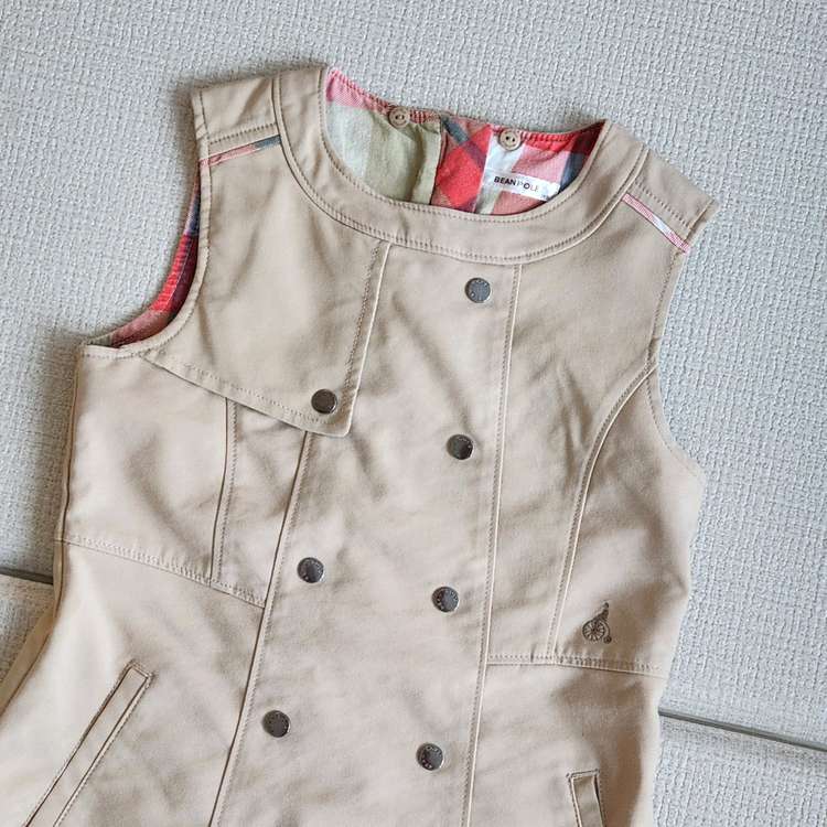 빈폴 여아 트렌치 원피스 실130 베이지/레드 이미지