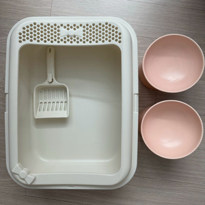 고양이 배변판+사료그릇2pc 이미지