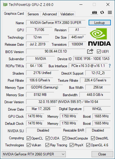 갤럭시 RTX 2060 SUPER 그래픽카드 이미지