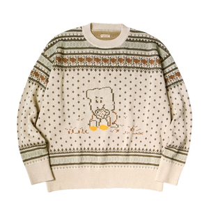 캐피탈 페어 아일 코튼 니트 카키 3사이즈 이미지