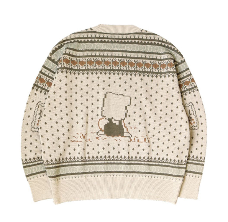 캐피탈 페어 아일 코튼 니트 카키 3사이즈 이미지