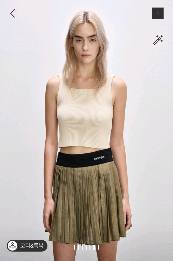 한섬 시스템 크링클 브이넥 탑& 슬리브리스 니트 탑 이미지