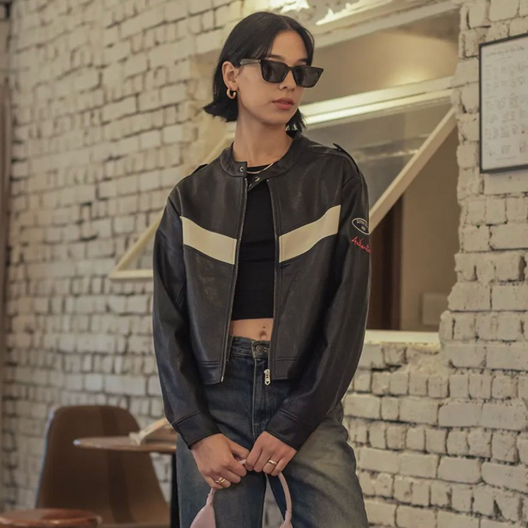 비터셀즈 eco leather lacing jacket 레더자켓 가죽자켓(블랙,사이즈1) 이미지