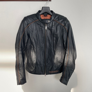 할리데이비슨 블랙 리얼 레더 싱글 차이나넥 가죽 자켓 이미지