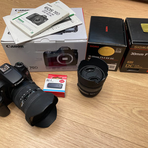 캐논 EOS 70D 카메라와 시그마 렌즈 세트