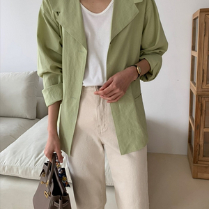 럭키룸 색감이 봄부터 가을까지 잘 어울리는 멋스럽게 입기 좋은 린넨 자켓 프리 사이즈 새상품 이미지