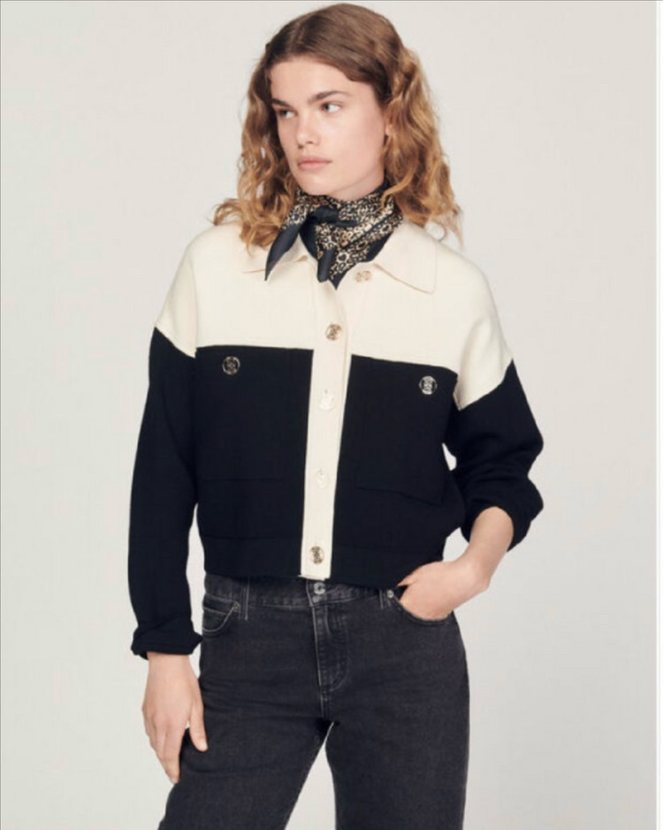 산드로 투톤배색 가디건 이미지