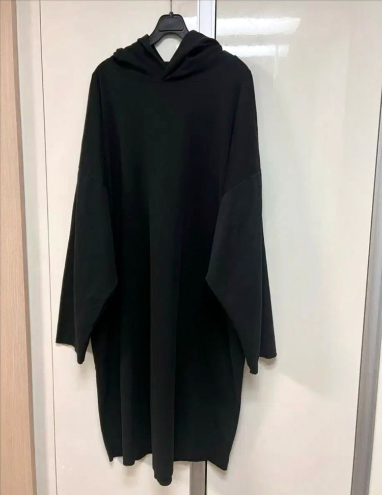 꺌랑 CALIN 롤업 후드 원피스 숏기장 블랙 검정 오버핏 루즈핏 임부복 이미지