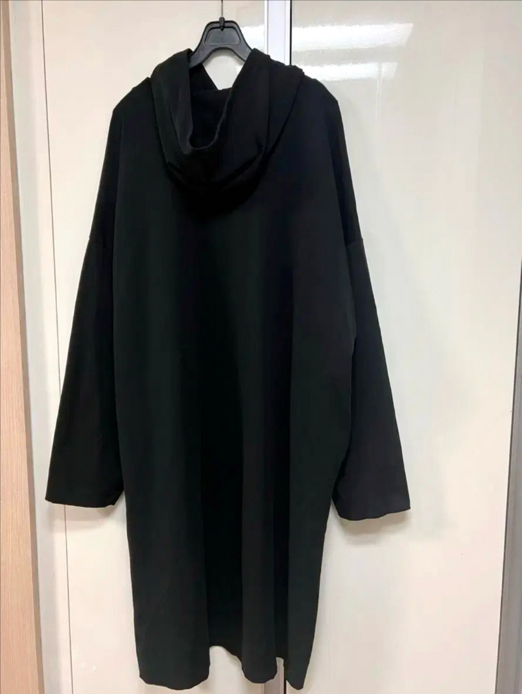 꺌랑 CALIN 롤업 후드 원피스 숏기장 블랙 검정 오버핏 루즈핏 임부복 이미지