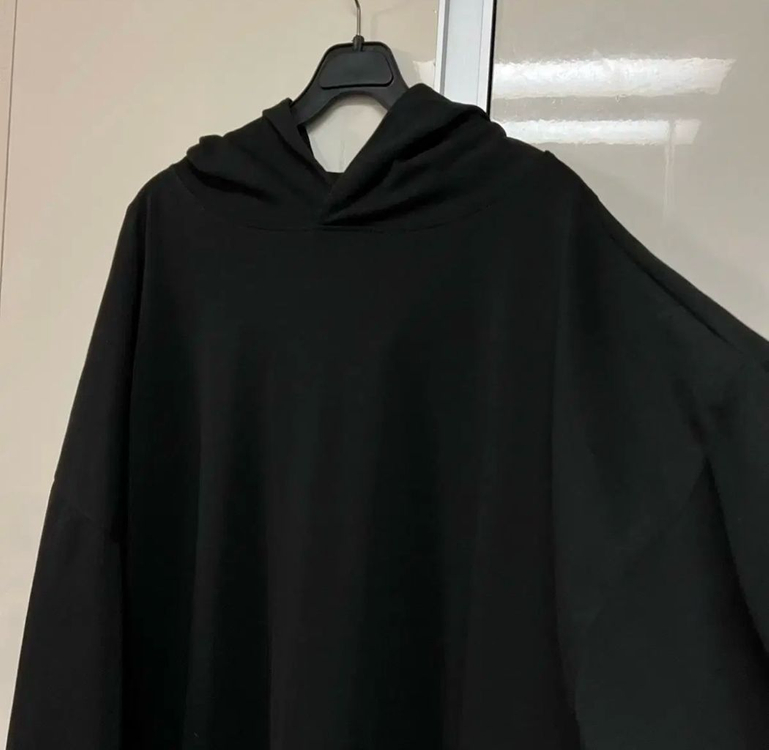 꺌랑 CALIN 롤업 후드 원피스 숏기장 블랙 검정 오버핏 루즈핏 임부복 이미지