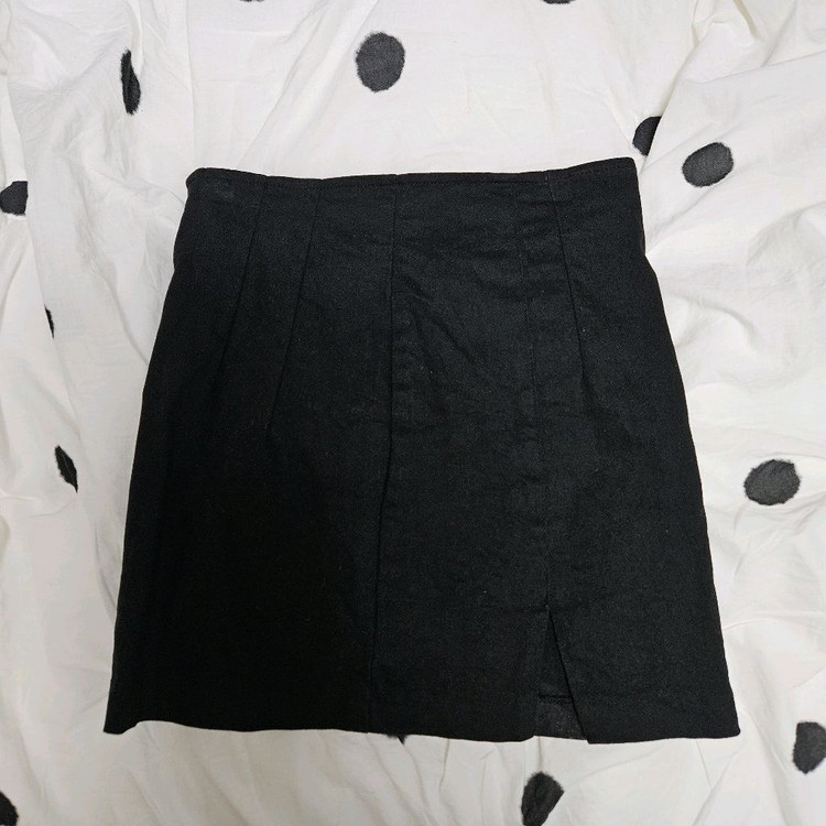 히프나틱 핀턱 트임 스커트 h라인 검정 블랙 스커트 미니 짧은 치마 여친룩 데이트룩 이미지
