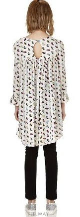 럭키슈에뜨 옐로 부엉이 실크 드레스 원피스 이미지