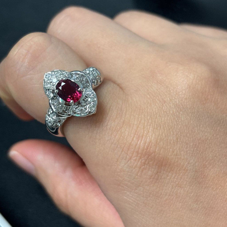 [새제품] 천연 루비 반지 다이아 18k 한미감정서 이미지