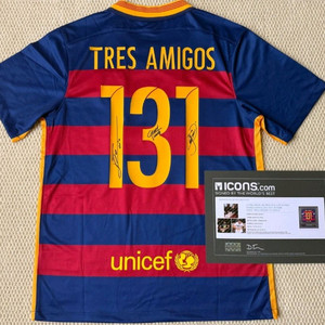 15-16 바르셀로나 MSN 메시 수아레즈 네이마르 아이콘즈 인증 사인 유니폼 판매 이미지