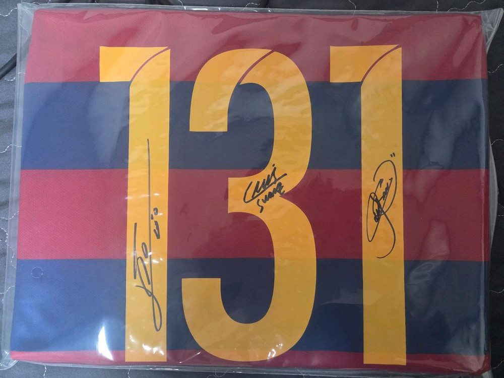 15-16 바르셀로나 MSN 메시 수아레즈 네이마르 아이콘즈 인증 사인 유니폼 판매 이미지