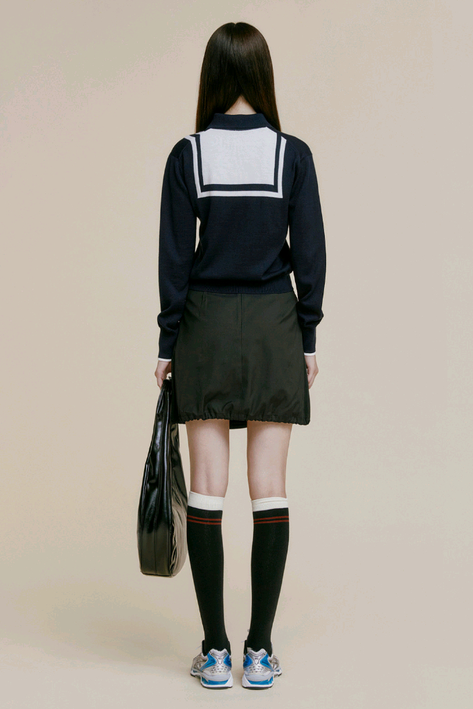 새상품) 럭키마르쉐 스트링 벌룬 미니 스커트 치마 블랙 이미지