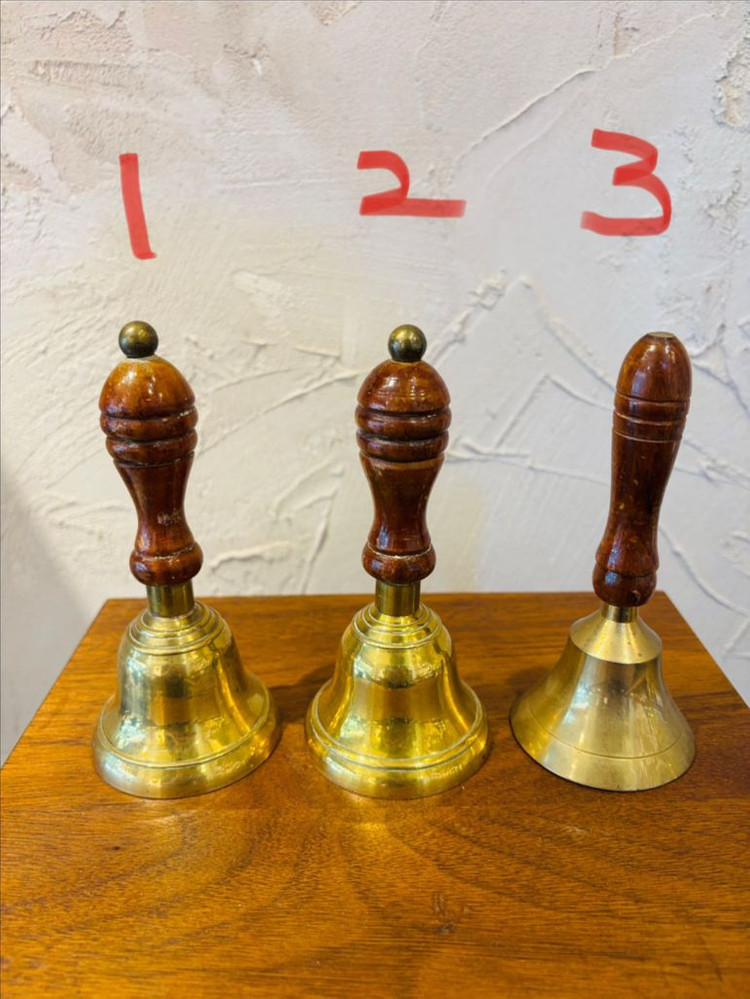 빈티지 손잡이 황동 벨 종 소형 #1,2,3 이미지