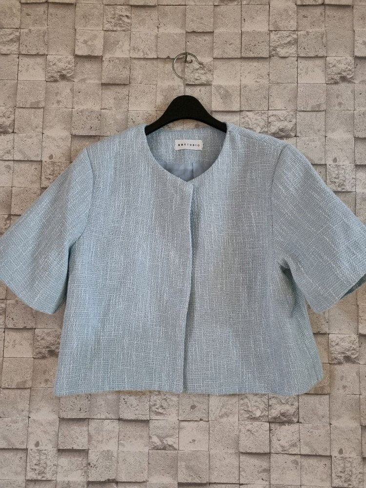 블루 반팔 크롭 트위드자켓 이미지