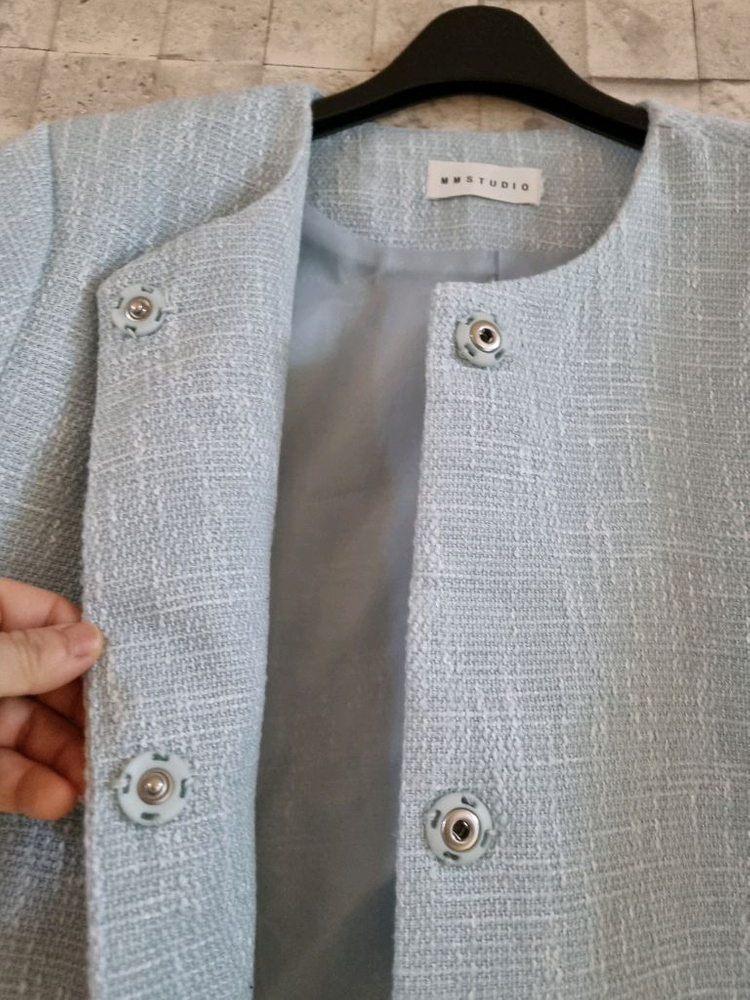 블루 반팔 크롭 트위드자켓 이미지