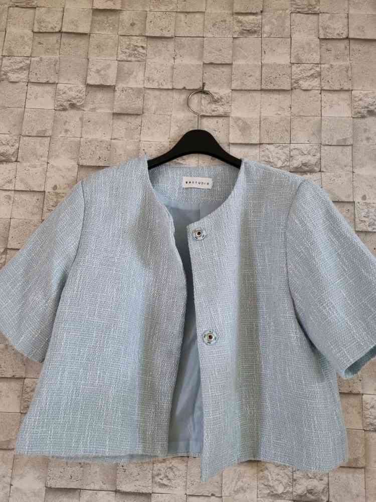 블루 반팔 크롭 트위드자켓 이미지