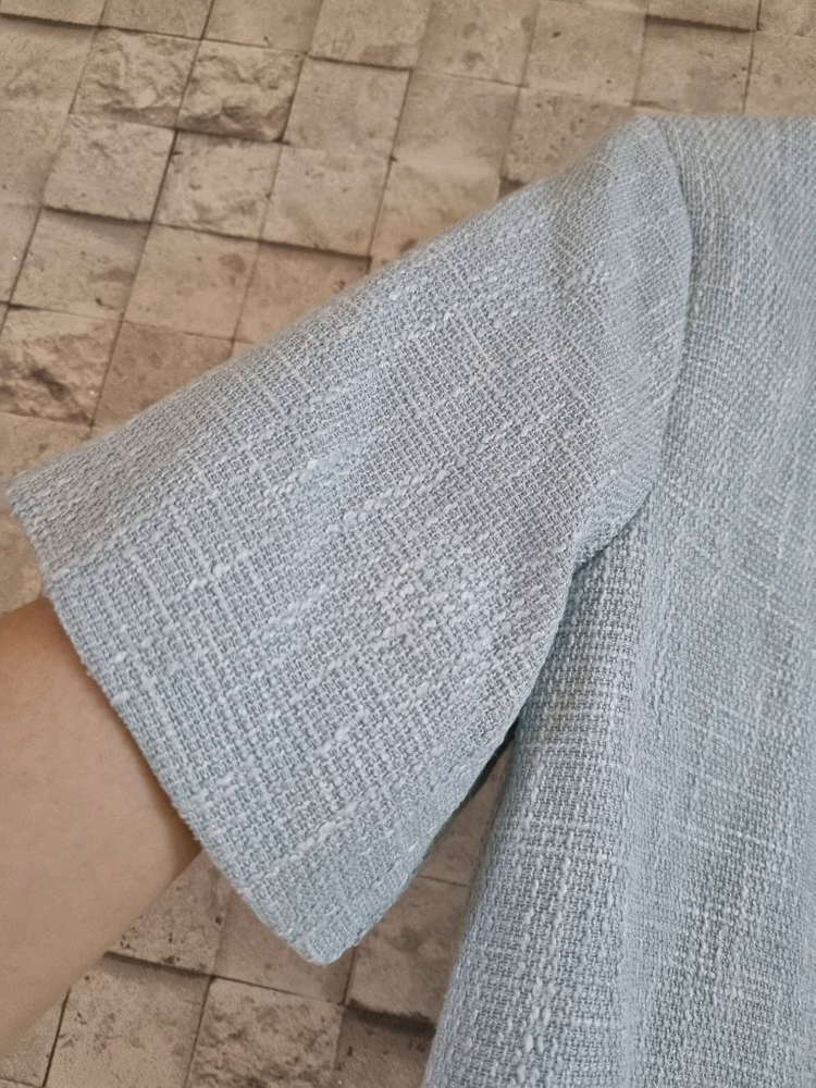 블루 반팔 크롭 트위드자켓 이미지