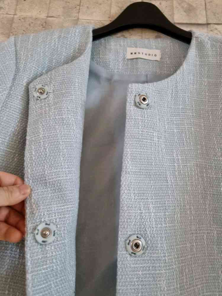 블루 반팔 크롭 트위드자켓 이미지