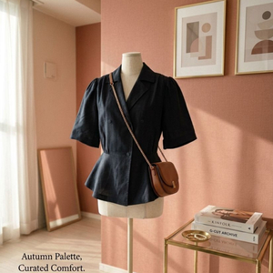 [지컷/g-cut] 린넨 혼방 퍼프 슬리브 페플럼 자켓 (55) 이미지