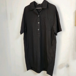 폴햄 검정색 오버핏 반팔 셔츠 원피스 XS(85) 이미지