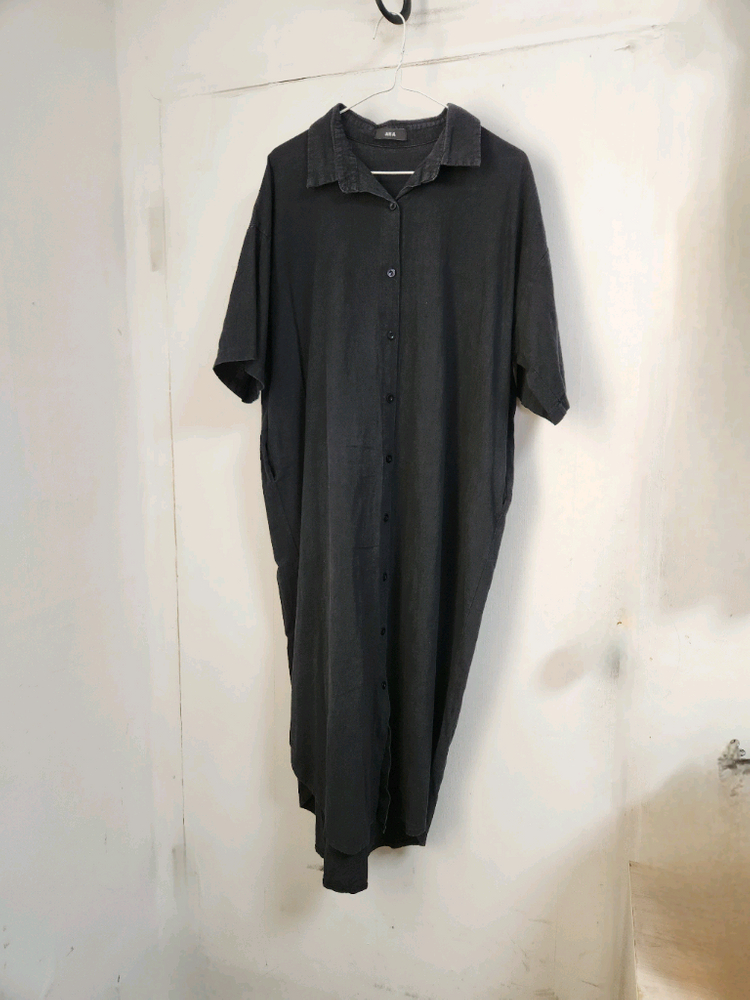 빅사이즈 ARA 검정색 셔츠형 롱 원피스99 이미지