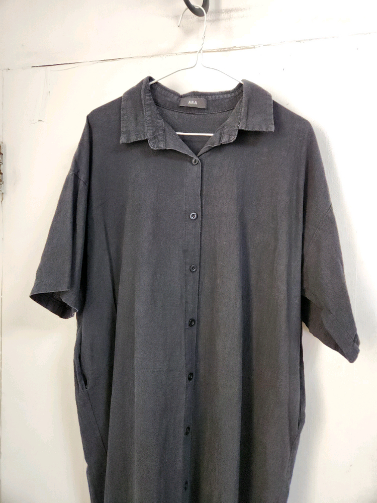 빅사이즈 ARA 검정색 셔츠형 롱 원피스99 이미지