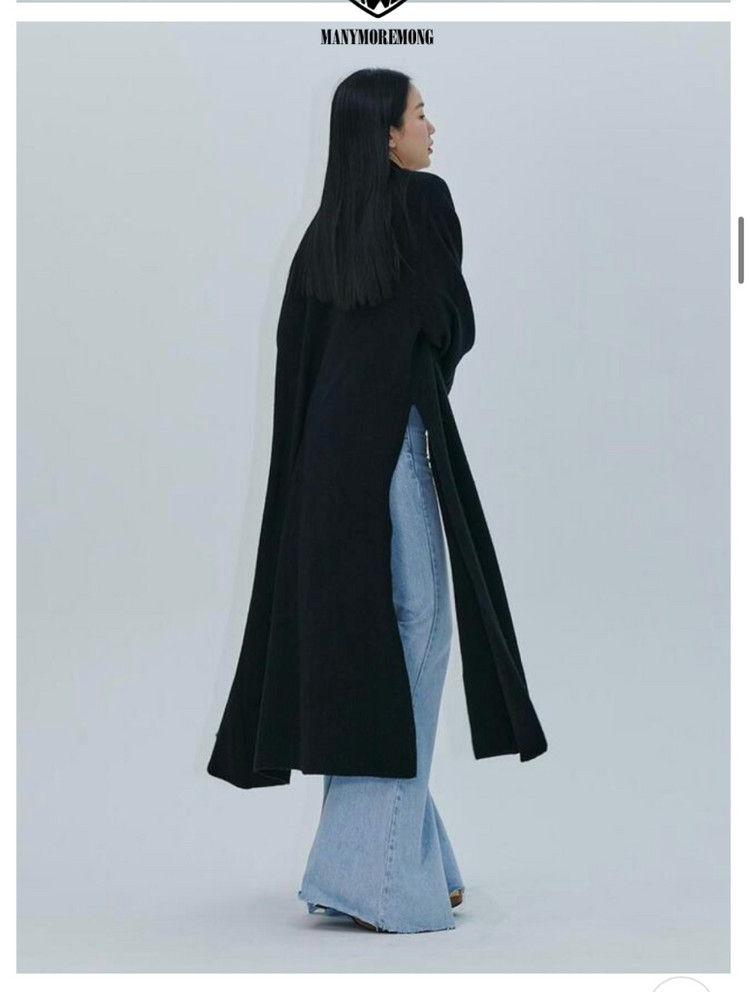 매니모어몽 캐시미어 블랜디드 로브가디건 블랙 새상품 판매합니다. 이미지