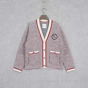 산드로 여성 자수패치 오버핏 체크 가디건 1size 이미지