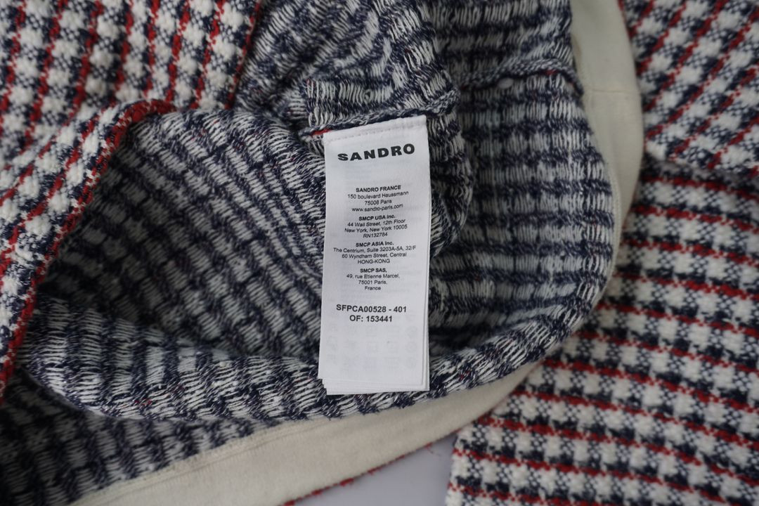 산드로 여성 자수패치 오버핏 체크 가디건 1size 이미지