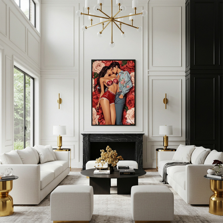 그림 액자 팝아트 인테리어소품 그와 나 하나의 정원 커플그림 인물화 남녀액자 신혼부부 침실 거실 벽걸이 대형 아트포 이미지