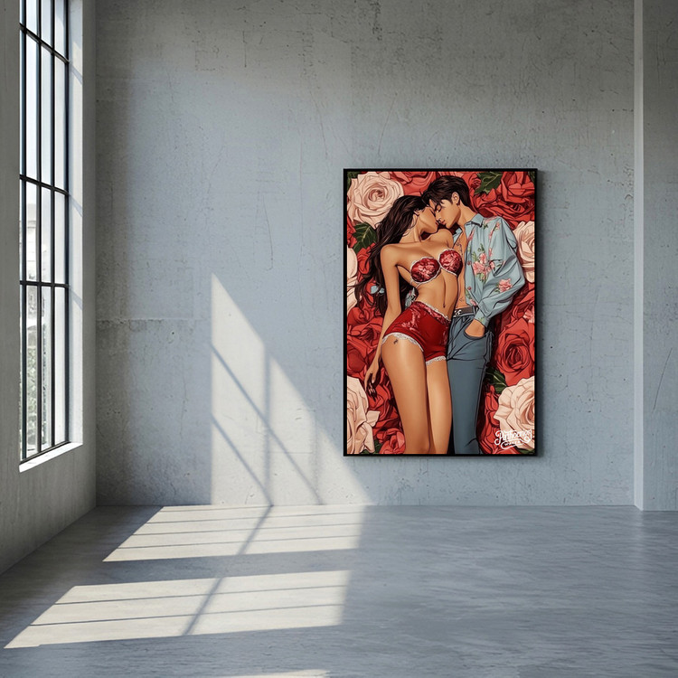 그림 액자 팝아트 인테리어소품 그와 나 하나의 정원 커플그림 인물화 남녀액자 신혼부부 침실 거실 벽걸이 대형 아트포 이미지