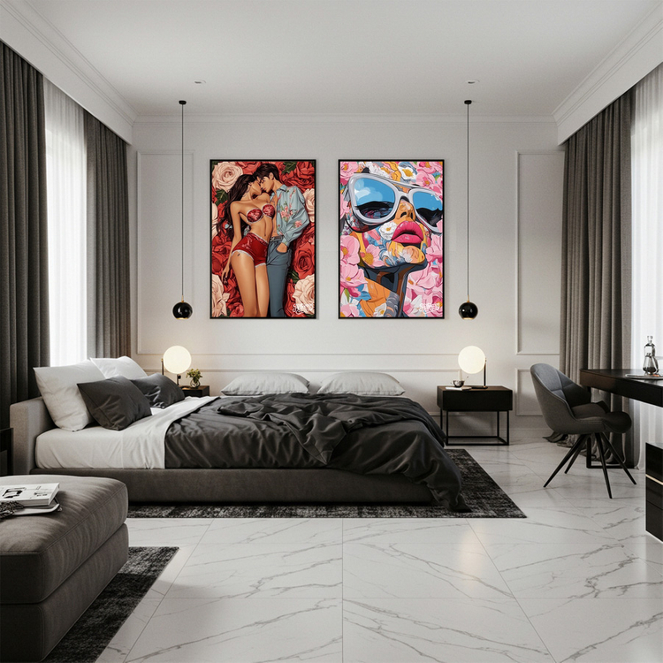 그림 액자 팝아트 인테리어소품 그와 나 하나의 정원 커플그림 인물화 남녀액자 신혼부부 침실 거실 벽걸이 대형 아트포 이미지