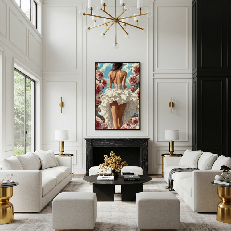 그림 액자 팝아트 인테리어소품 나의 발걸음은 꽃을 밟지 않는다 드레스 여인그림 인물액자 대형 거실벽장식 신혼집 꾸미 이미지